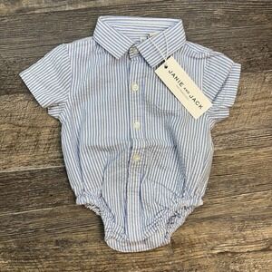 NEW Janie & Jack Baby‎ Seersucker Collared Bodysuit Cotton Baby Boy 0-3 Months